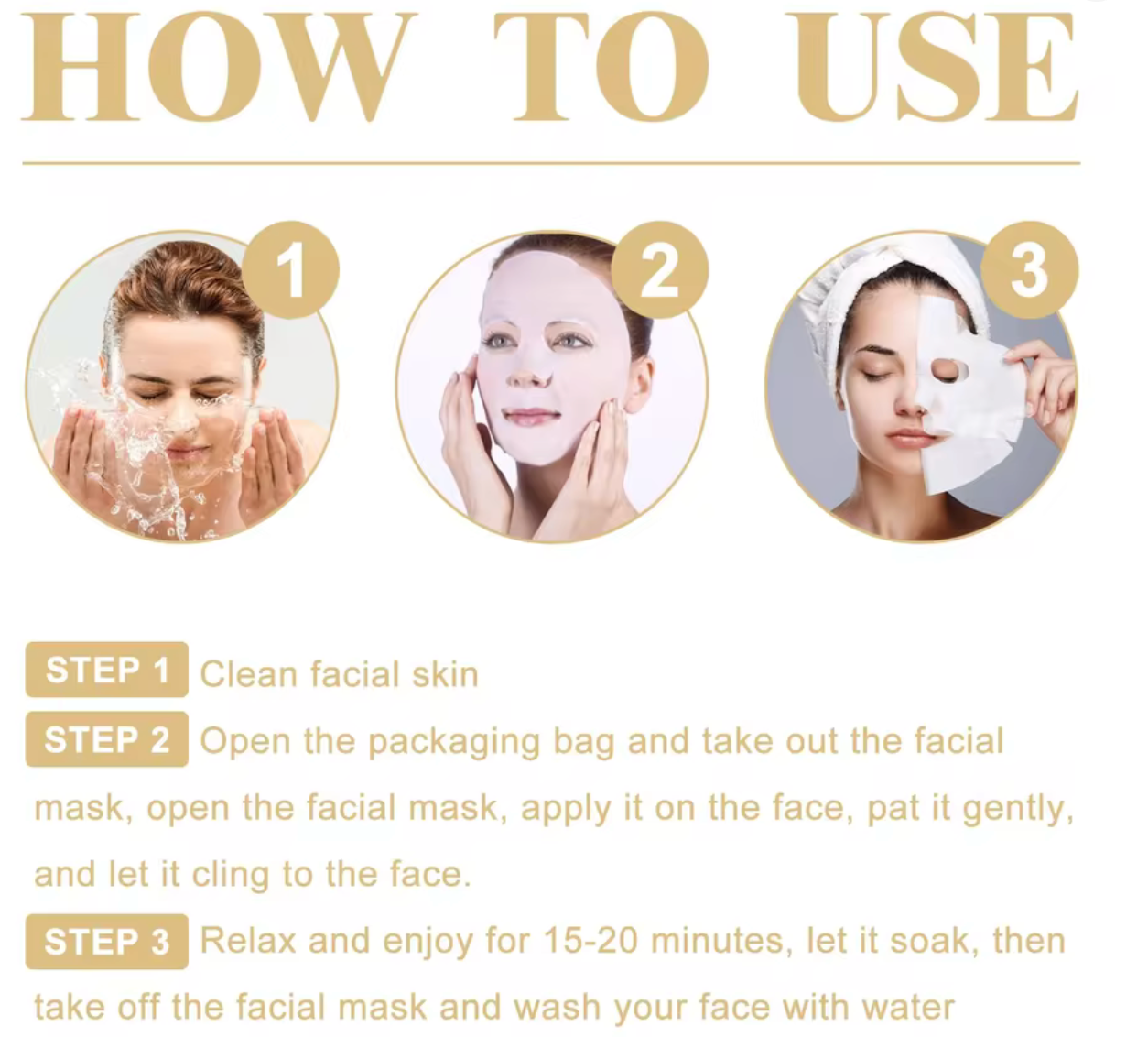 Masques visage au collagène (10 pièces)